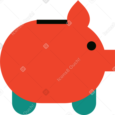 red piggy bank animated illustration in GIF, Lottie (JSON), AE