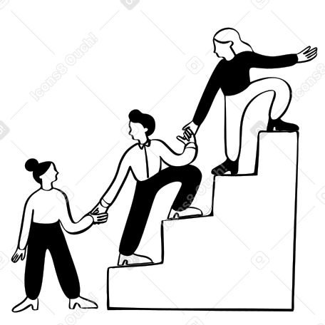 Team of people climbing up stairs together PNG, SVG