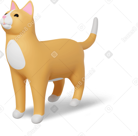 3D cat standing Illustration in PNG, SVG
