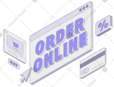 Lettering Order Online with e-commerce elements text animated illustration in GIF, Lottie (JSON), AE