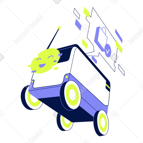 Delivery robot carrying purchases PNG, SVG
