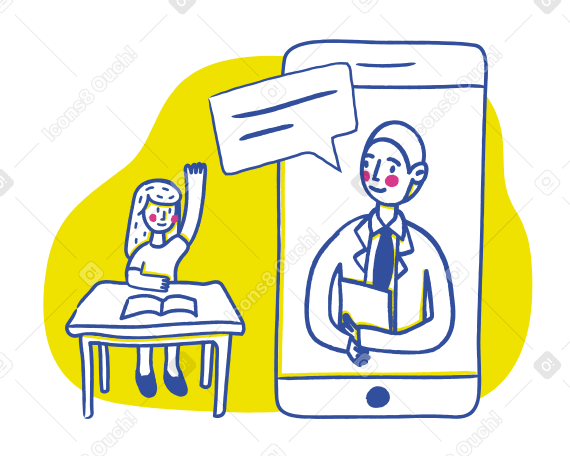 Online school study by phone Illustration in PNG, SVG