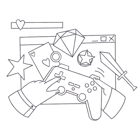 Man playing online games with a joystick Illustration in PNG, SVG
