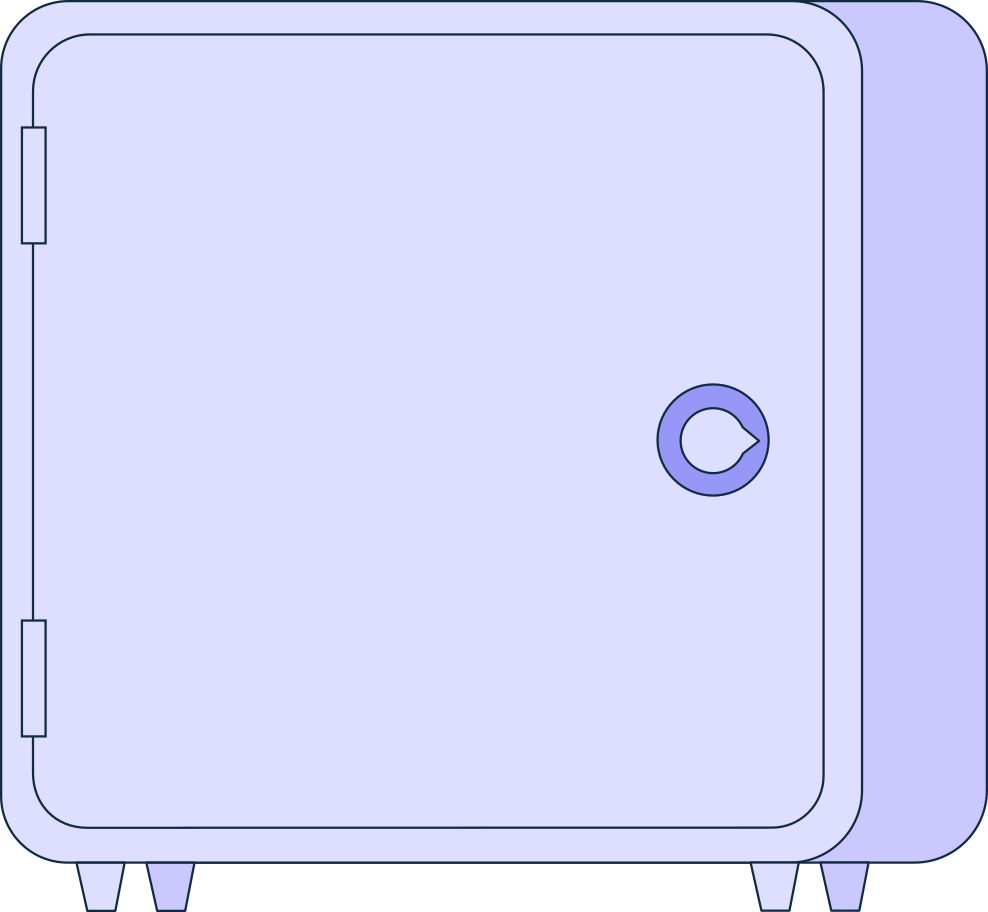 Closed iron safe with money Illustration in PNG, SVG