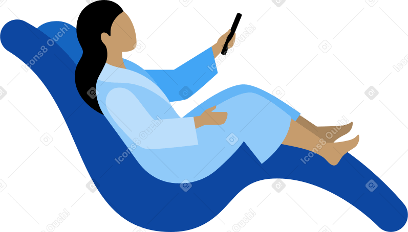 woman in lounge chair with tv remote control Illustration in PNG, SVG