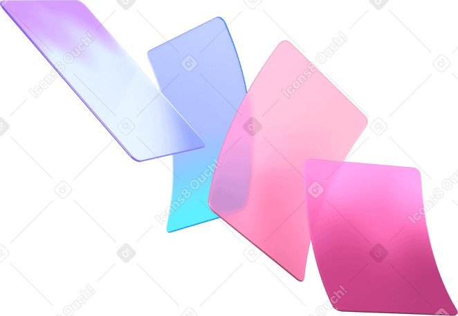 3D Explosión de cartas con esquinas redondeadas PNG, SVG
