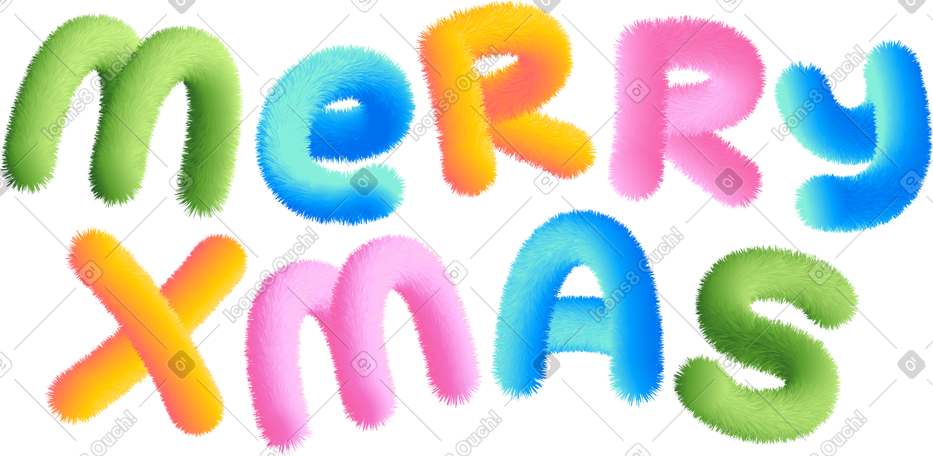 lettering merry xmas in multicolored style text PNG, SVG