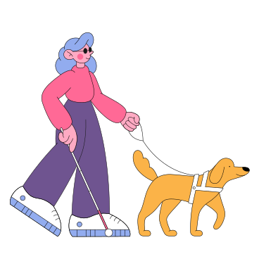 Blind girl with a guide dog в PNG, SVG