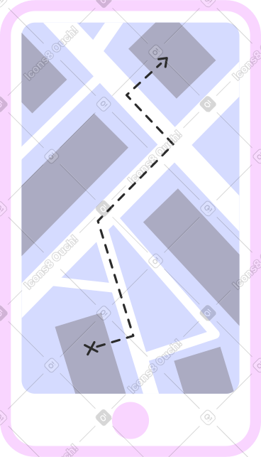 Mobile phone with geolocation map PNG, SVG