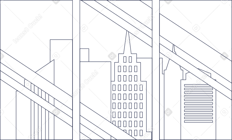 megapolis in window line Illustration in PNG, SVG