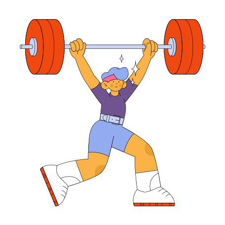 Man successfully lifting barbell Illustration in PNG, SVG