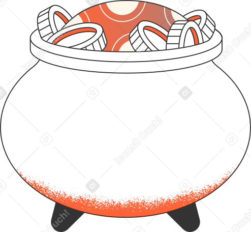 pot with coins Illustration in PNG, SVG
