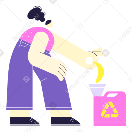 Femme produisant du biocarburant à partir de peau de banane PNG, SVG