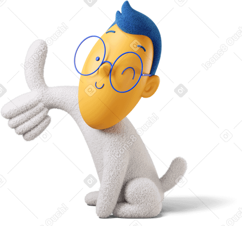 3D Winking boy showing thumb up turned left Illustration in PNG, SVG