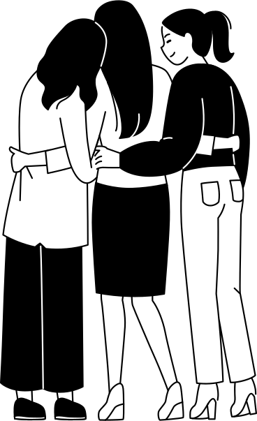 three hugging women PNG, SVG