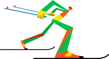 skier with sticks and skis PNG, SVG