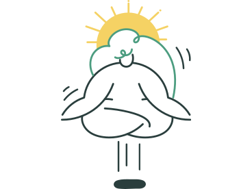 Woman levitating in the air and meditating PNG, SVG