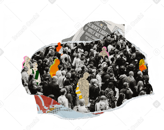 Collage de sociedad con recortes de periódicos. PNG, SVG