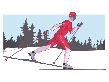 Woman riding cross-country skis PNG, SVG