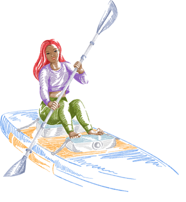 Woman on a paddle board PNG, SVG