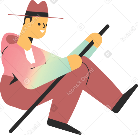 man with stick Illustration in PNG, SVG