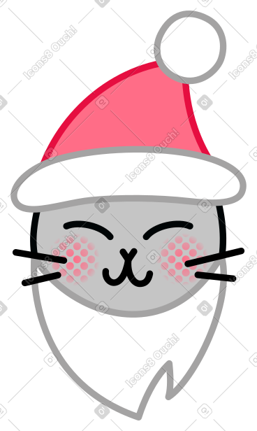 有胡子和圣诞帽的猫 PNG, SVG