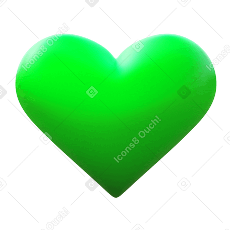 3D green heart  Illustration in PNG, SVG