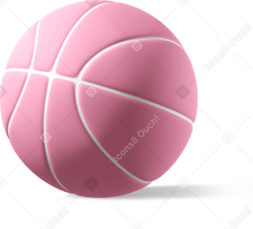 3D Pink basketball Illustration in PNG, SVG