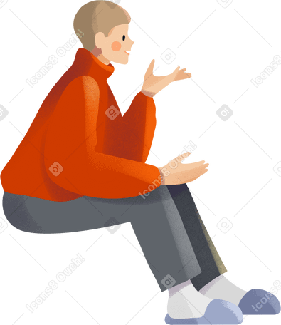 young man sitting and talking Illustration in PNG, SVG