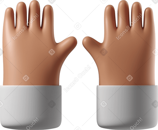 3D Raising tanned skin hands PNG, SVG