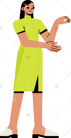 woman in an asian-style dress Illustration in PNG, SVG