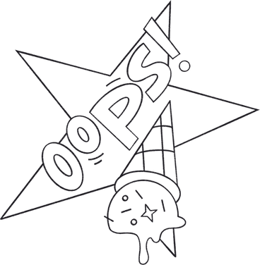 star with ice cream and the lettering oops PNG, SVG