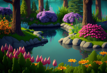 3D fantasy lake background PNG, SVG