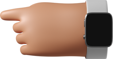 Lancetta con pelle abbronzata con smartwatch spento che punta a sinistra PNG, SVG