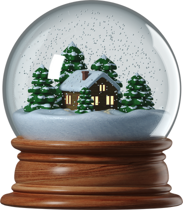 snow globe with house and trees PNG, SVG