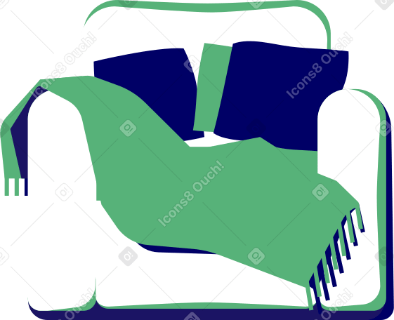 armchair with blanket and pillows Illustration in PNG, SVG