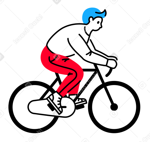 Man on bicycle animated illustration in GIF, Lottie (JSON), AE