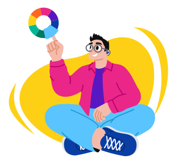 Hombre escogiendo un color en la rueda de colores PNG, SVG