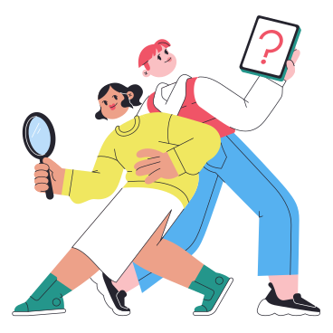 Man and woman teaming up for the search PNG, SVG