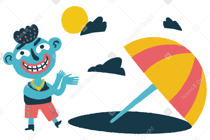 Beach Illustration in PNG, SVG