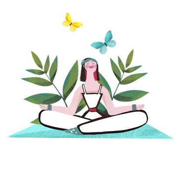 Mujer haciendo yoga y meditando. PNG, SVG