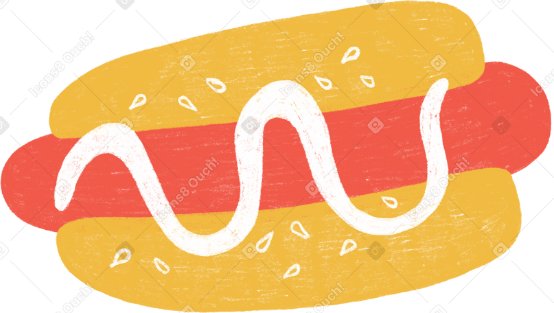 hot dog with white sauce Illustration in PNG, SVG