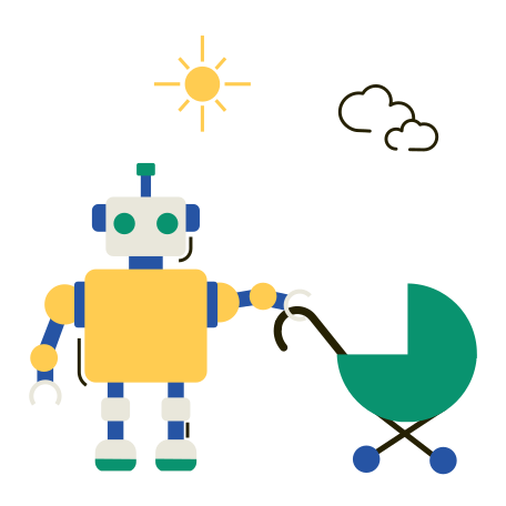 Robot babysitter Illustration in PNG, SVG