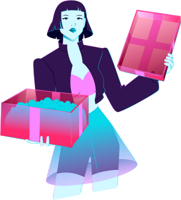 woman with box of confetti PNG, SVG