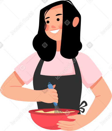 girl making dough Illustration in PNG, SVG