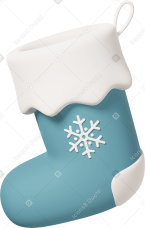 3D Blue Christmas stocking PNG, SVG