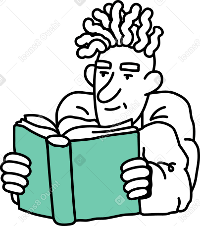 young man reading PNG, SVG