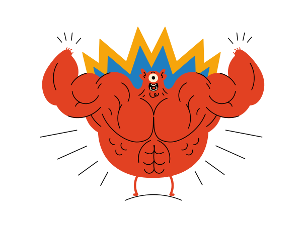 The character pumped his body Illustration in PNG, SVG