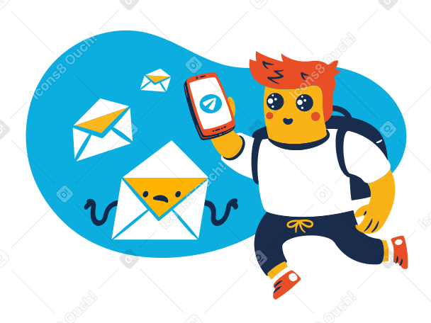 Мужчина отправляет электронные письма со своего телефона в PNG, SVG