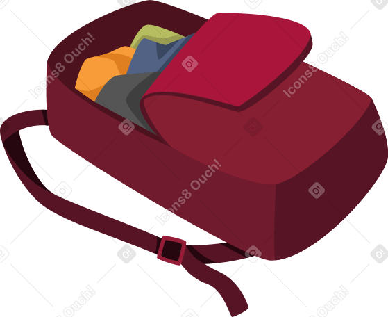backpack with clothes PNG, SVG